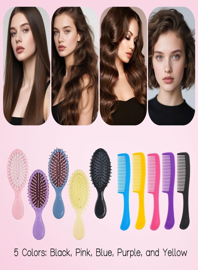 HQSLsund Bulk Hair Brush and Combs Set, Individually Wrapped Detangling Brushes for Wet & Dry Hair, Disposable Hairbrush for Women Men Travel Hotel Shelter Charity Supplies 5 Colors (5.5 inch, Count, 50) - Image 5